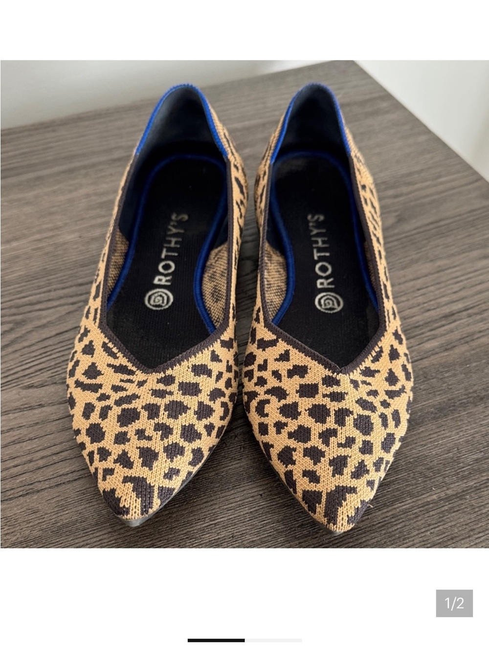 Rothy's Leopard Print Pointed Toe Flats - Brown & Black